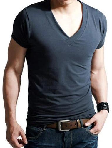 Cotton Plain Mens V Neck T-Shirts, Technics : Machine Made