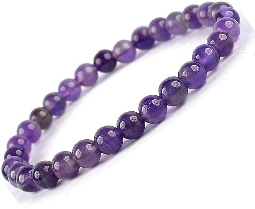 Natural Reiki Healing Amethyst 6mm Crystal Stone Beads Charm Bracelet