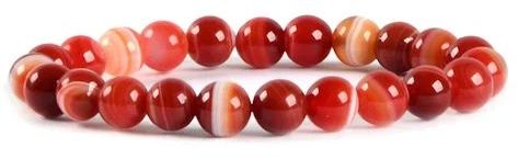 Red Sulemani / Botswana Agate Bracelet 6 Mm and Crystal Semi Precious Gemstone