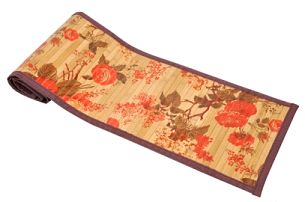 Rose Flower Print Bamboo Dining Table Mat and Runner Set