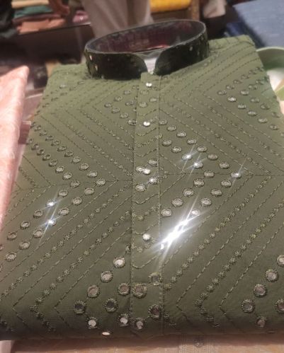 Mens Mirror Work Kurta, Size : L, XL