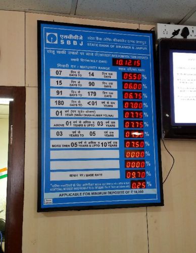 State Bank Of Bikaner & Jaipur Interest Rate Display Board