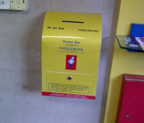 Rectangle Vijaya Bank Cheque Drop Box, Pattern : Printed