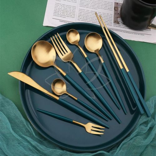 Polished Brass Cameroon Cut Cutlery Set, For Kitchen, Style : Modern