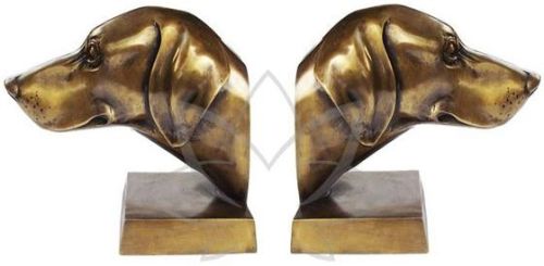Polished Plain Brass Dog Bookend, Color : Golden