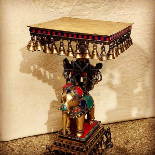 Polished Stone Crafted Brass Stool, For Decoration, Feature : Fine Finishing, Quality Tested