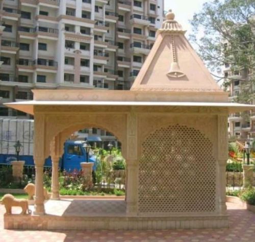 Carved Non Polished Pink Stone Temple Multisize