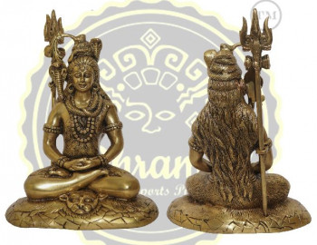 12 Inches Brass Lord Shiva Statue, For Temple, Home, Packaging Type : Thermocol Box
