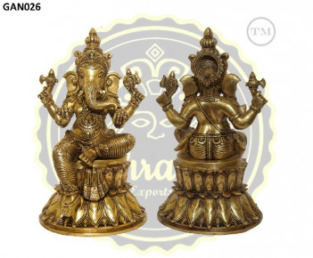 15 Inches Lord Ganesha Brass Statue, For Interior Decor, Religious Purpose, Packaging Type : Thermocol Box