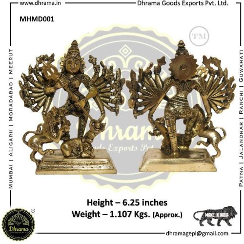 6.25 Inches Brass Maa Durga Statue, For Dust Proof, Handmade, Style : Antique