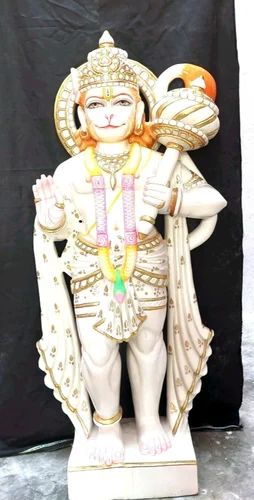 Makrana Marble Hanuman Statue, For Handmade, Packaging Type : Wooden Box