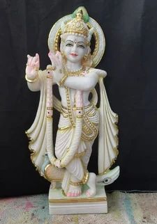 Marble Krishna Statue, For Worship, Pattern : Painted