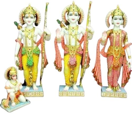 Painted Marble RAM Darbar Statue, For Worship, Packaging Type : Wooden Box