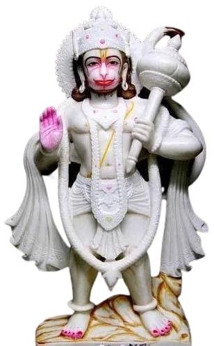 Jaipurcrafts White Marble Hanuman Statue, For Temple, Packaging Type : Wooden Box