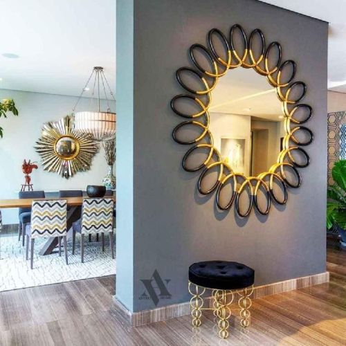 Bohemian Metal Glass Designer Wall Mirror