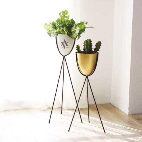 Monotones Set Of 2 Metal Indoor Planter