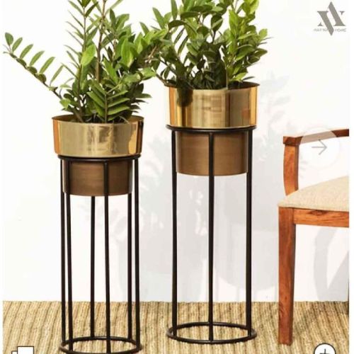 Nested Set Of 2 Metal Indoor Planter