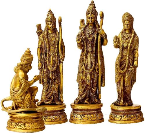 Polished Brass RAM Darbar Statue, For Home, Temple, Packaging Type : Thermocol Box