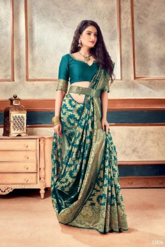 Unstitched SOFT LICHI SILK SAREE, For Easy Wash, Age Group : Adults