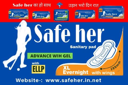 Winged Safe Her XL Evernight Sanitary Pads, Feature : Odor Control, Side Gather