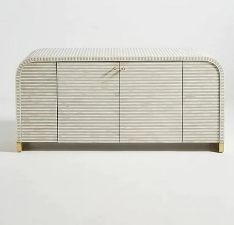 Polished Bone Inlay Resin Buffet, Pattern : Striped