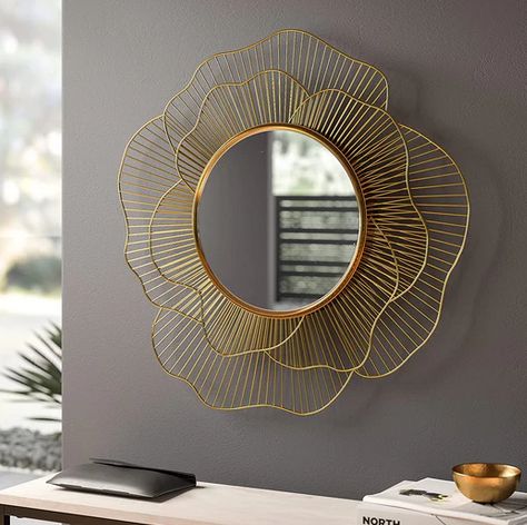 Polished Wood Round Wall Mirrors, Pattern : Plain