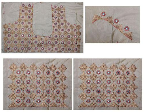 White Saree Blouse Readymade Kutch Work, Size : Unstitched