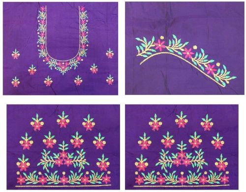 Silk Purple Designer Blouse Online, Size : Unstitched