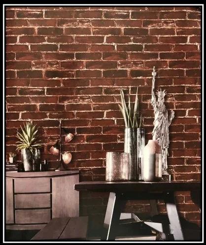 Non-Woven Brick Pattern Wallpaper, Color : Brown