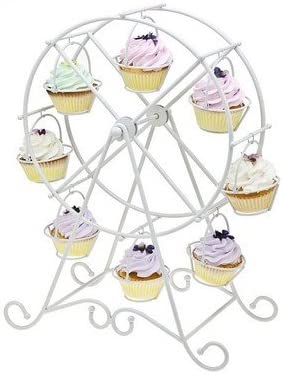 Wedding Party Dessert Serving White Iron Wheel Cupcake Stand