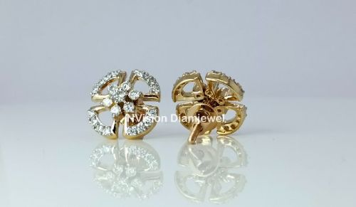 Natural Diamond Light Weight Earrings, Diamond Shape : Round