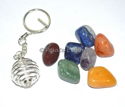 Chakra Tumbled Stone Keyring