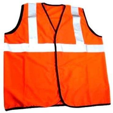 Polyester Plain Orange Reflective Jacket, Size : Small, Medium, Large, XL