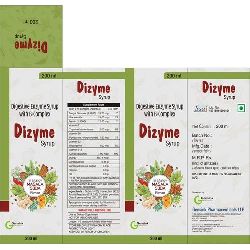 Dizyme Digestive Enzyme Syrup, Packaging Size : 200 Ml