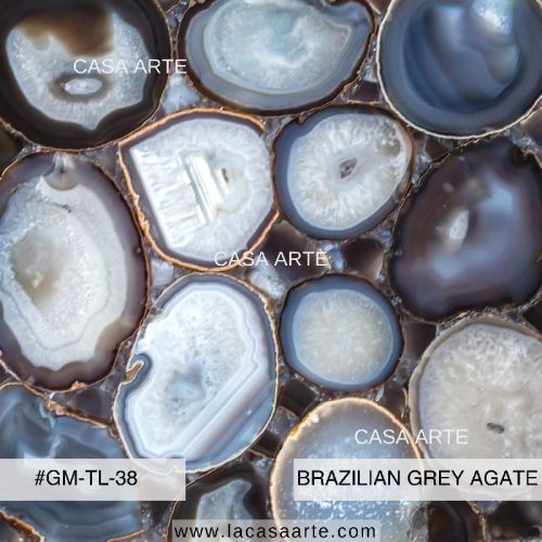Brazilian Grey Agate Semi Precious Stone Slab Tile