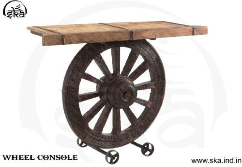 Plain Wood Wheel Console Table, Feature : Eco-Friendly, Fine Finished