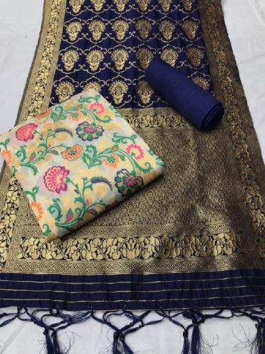 Banarasi Suit And Dress Materials -(Un-Stitched), Technics : Hand Made, Embroidery Work, Machine Made