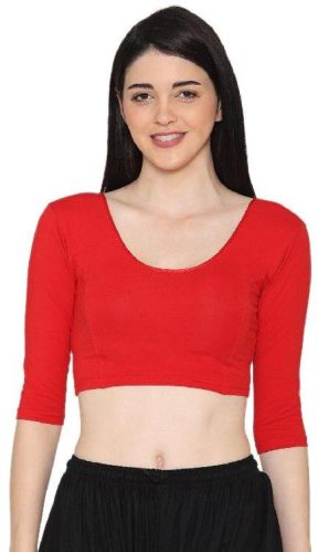 Cotton Plain  Women Blouse, Color : Red