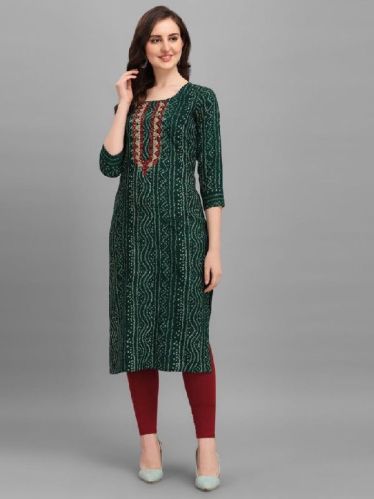 Printed Bandhani Kurti, Size : L, M, XL, XXL