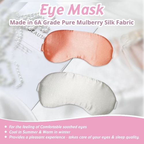 Mulberry Silk Sleep Eye Mask Unisex, Silk Covered Elastic Head Band