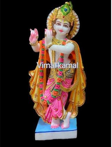 Painted Marble Krishna Statue, Color : Golden, Pink, Etc