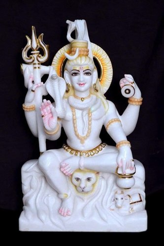 Painted Marble Shiva Statue, Color : White