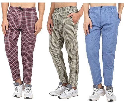 Cotton Blend Mens Checkered Pajama, Color : Multicolor