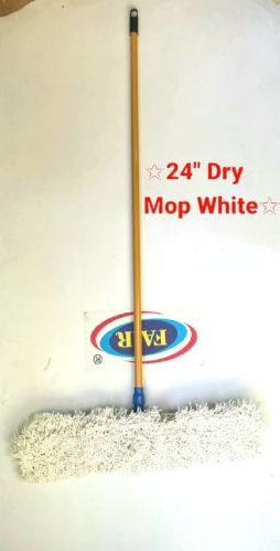 With Iron ROd Manual Cotton 24'' Dry Mop White, For Home, Hotel, Office, Floor Cleaning, Feature : Proper Finishing