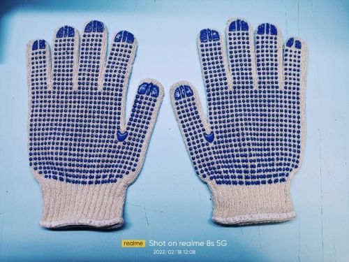 Cotton Dotted Gloves, For Chemical Industry, Constructional, Length : 10-15 Inches