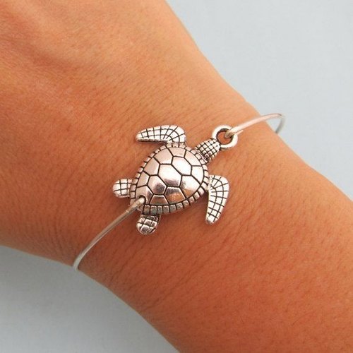 925 Sterling Silver Turtle Bracelet, Packaging Type : Fabric Bag