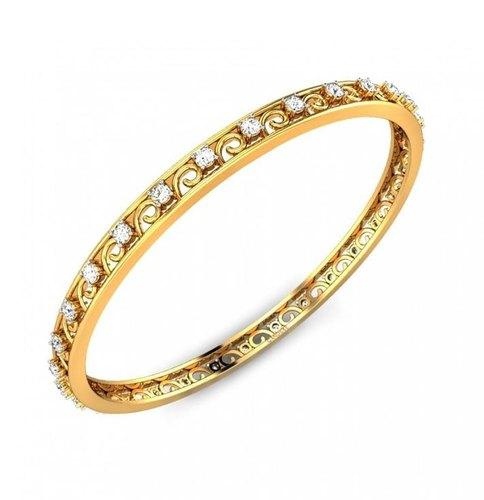 SGA Polished Gold Diamond Bangle, Purity : 22crt