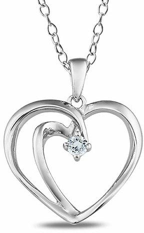 White Gold Heart Diamond Pendant, Purity : 14K