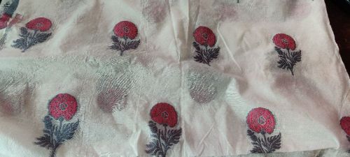 Dyeable Pure Chanderi Silk With Gulnaz Resham Meena Weave White Fabric