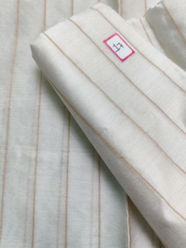 Natural Pure Chanderi Silk Gold Zari Stripe Weaved Dyeable Fabric